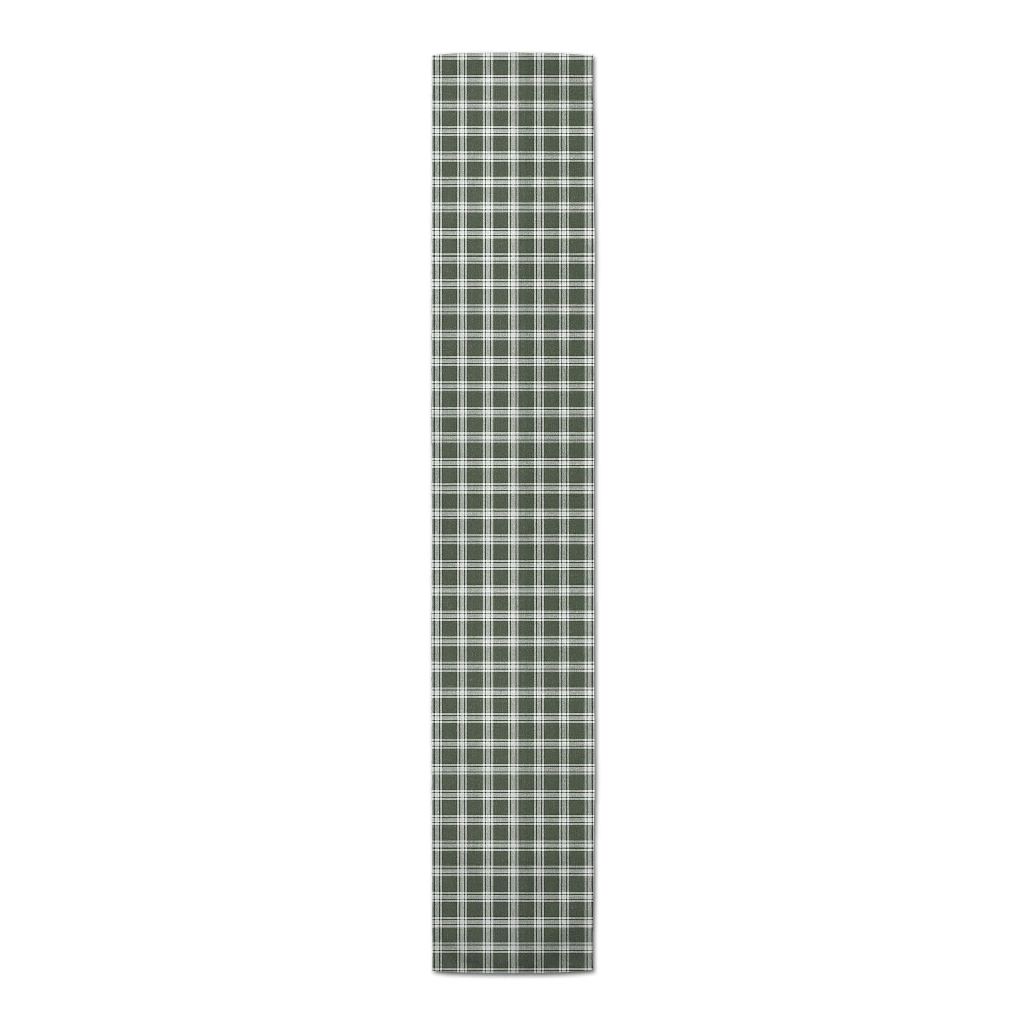 72" Plaid Hunter Green Cotton Twill Table Runner